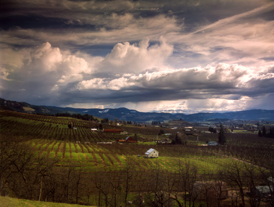 Intense clouds over orchards near Hood River, Oregon by Gary Quay